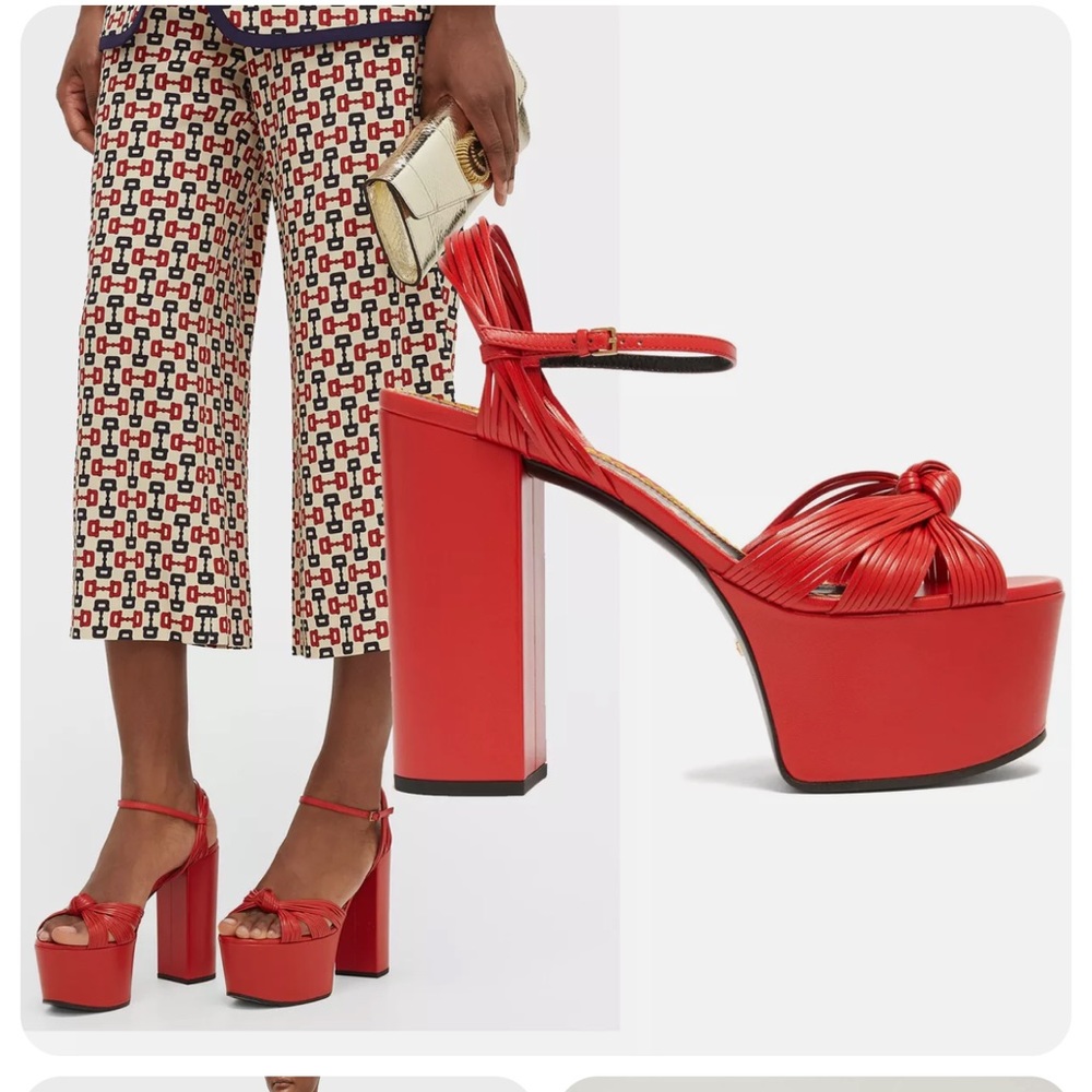 Gucci Crawford knotted red leather platform